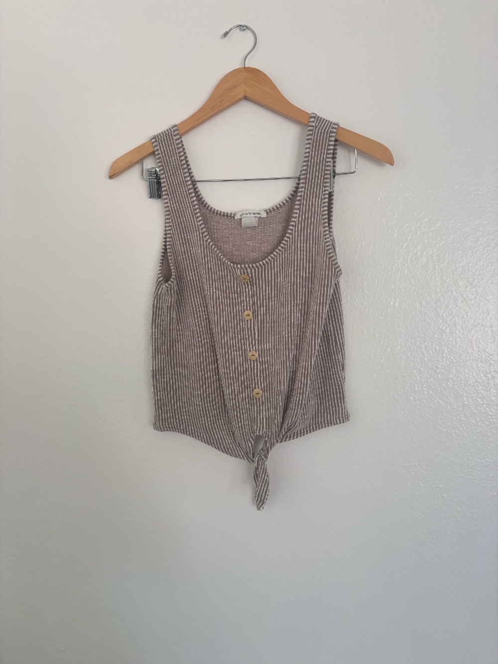 Caution to the Wind Coastal Cowgirl Striped Tie-Front Tank